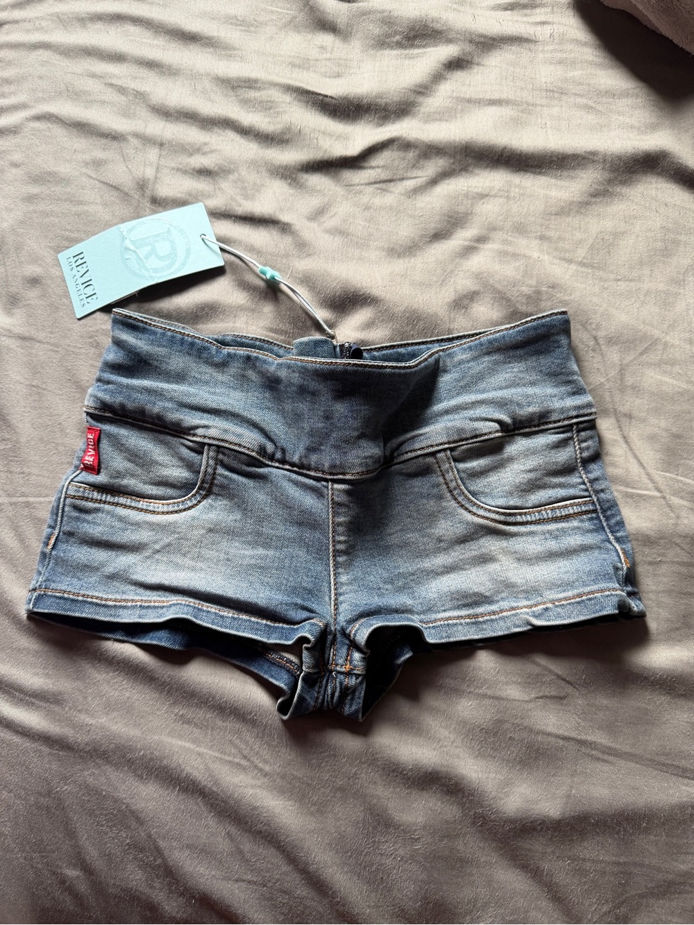 REVICE Light Blue Low-Rise Women's Denim Shorts